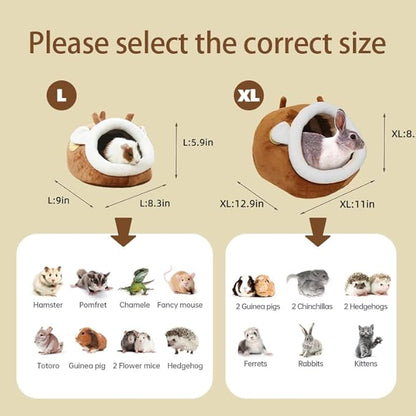 Guinea Pig Bed House &amp; Hideout for Rat Bearded Dragon Hedgehog Ferret to Sleep and Hide, Guinea Pig Cage Accessories Habitat Décor (Large, 1.Sika Deer)