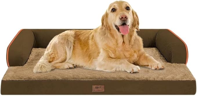 Large Dog Bed Orthopedic Washable: Extra Brown XL XLarge Big Dog Bed with Washable Bolster &amp; Memory Foam Couch Sofa - Waterproof with Removable Cover