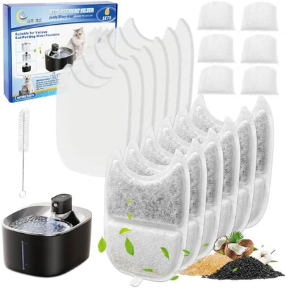 6 Set Cat Water Fountain Filters &amp; Sponges for 135 fl oz/4L Wilreless Cats Drinking Water Fountain, Cat Fountain Pump Replacement, YPD-C004P YPD-C004S Pet Fountain Replacement Filter