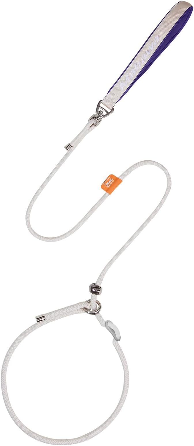 Dog Anti-Slip Leash 5FT with Metal Stopper - Durable No-Pull Training Lead for Small, Medium &amp; Large Dogs - Comfortable Handle Nylon Rope, Tangle-Free Pet Walking Leash (Beige, 5.6FT)