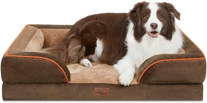 Comfort Expression Large Dog Beds Orthopedic Foam, Waterproof Dog Beds Dogs Sofa Bed Comfy Pet Bed with Washable Removable Cover &amp; Non-Slip Bottom(Large,Brown)
