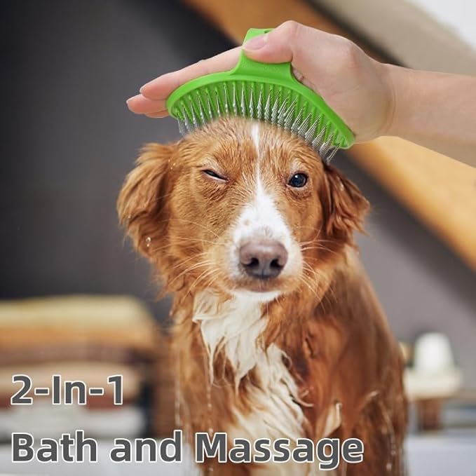 4-Pack Silicone Cat Brush Set, Pet Scratcher and Massager – Adjustable Pet Deshedding Brush, Bath Brush for Cats and Dogs, Suitable for Furniture Legs &amp; Corners (Needle Style - 2PCS (Blue + Green))