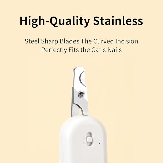 PAKEWAY Pet Nail Clipper with LED &amp; -U-V Light, Cat Claw Trimmer with Ultra Bright LED Light for Nail Bloodline to Avoid Over Cutting, Sharp Angled Blade Grooming Tool for Dog Cat Rabbit Small Animals