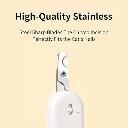 PAKEWAY Pet Nail Clipper with LED &amp; -U-V Light, Cat Claw Trimmer with Ultra Bright LED Light for Nail Bloodline to Avoid Over Cutting, Sharp Angled Blade Grooming Tool for Dog Cat Rabbit Small Animals