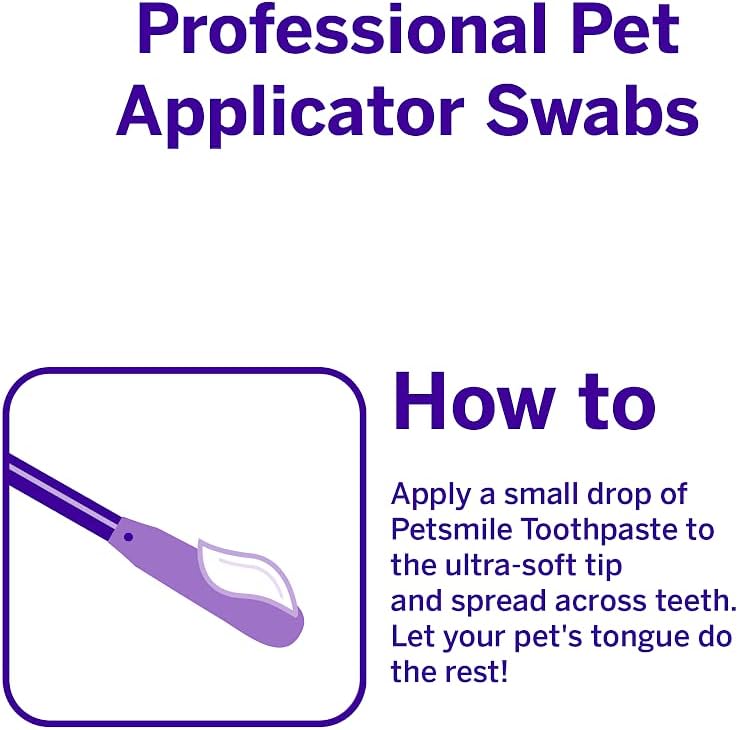 Petsmile Professional Pet Toothpaste Applicator Swabs - Cat &amp; Dog Toothbrush Alternative - Dental Care for Small &amp; Large Pets - Cat &amp; Dog Teeth Cleaning - Dog Toothpaste Not Included (50 Swabs)