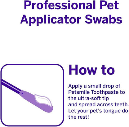 Petsmile Professional Pet Toothpaste Applicator Swabs - Cat &amp; Dog Toothbrush Alternative - Dental Care for Small &amp; Large Pets - Cat &amp; Dog Teeth Cleaning - Dog Toothpaste Not Included (50 Swabs)