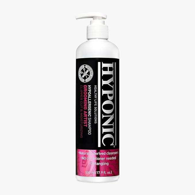 HYPONIC Grooming Artist Shampoo - Hypoallergenic Pet Shampoo for Groomers (Clipper Cut &amp; Moisturizing (17.9 oz))