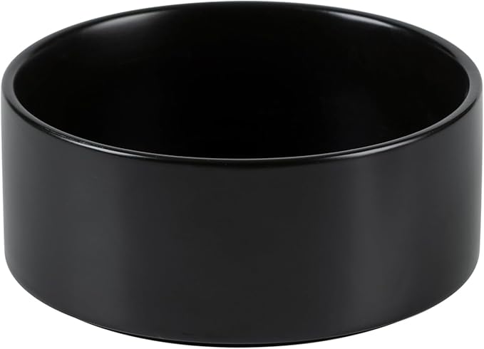 Ceramic 6.1inch Non-Slip Dog Food and Water Bowl for Small &amp; Medium Breed Dogs,Pet Bowl for Replacement, Protects Cervical Spine (Black)
