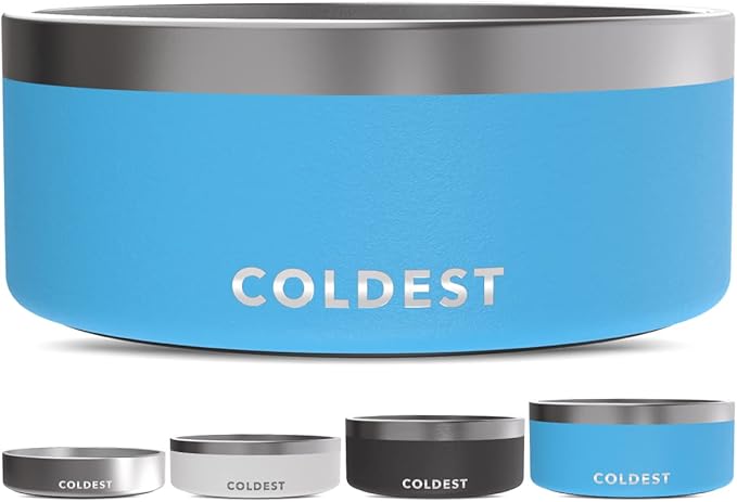 Coldest Dog Bowl - Anti Rust Metal, Non Slip, 3 Layers Insulated Stainless Steel Dog Bowls - Spill Proof &amp; Heavy Duty - Water Bowl for Dogs, Cats &amp; Pets, Dish Washer Safe (100 oz, Celestial Blue)