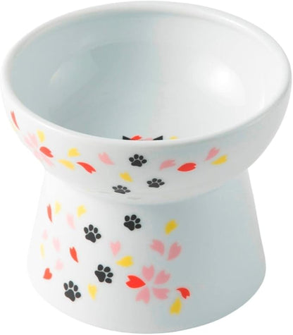 Necoichi Raised Stress Free Cat Food Bowl, Elevated, Backflow Prevention, Dishwasher and Microwave Safe, No.1 Seller in Japan! (Sakura Limited Edition, Large)