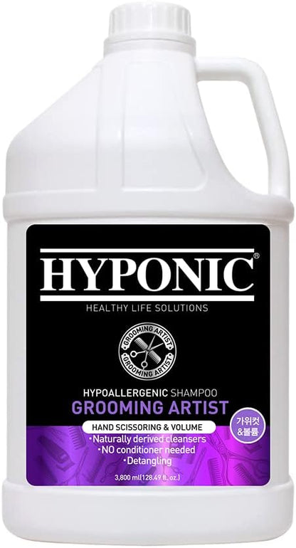HYPONIC Grooming Artist Shampoo - Hypoallergenic Pet Shampoo for Groomers (Hand Scissoring &amp; Volume (1 GAL))