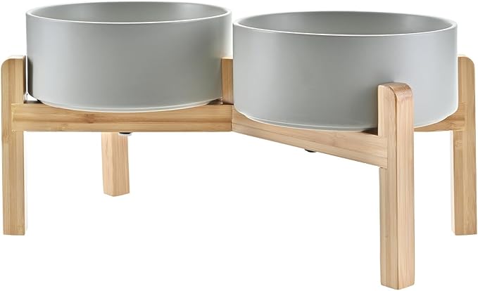 SPUNKYJUNKY Elevated Dog Bowls Ceramic, 7.3&
