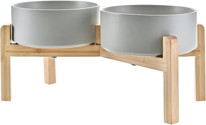 SPUNKYJUNKY Elevated Dog Bowls Ceramic, 7.3&