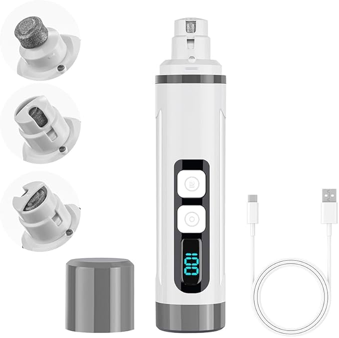 Dog Nail Grinder Quiet-2025 Release Ultra-Quiet Dog &amp; Cat Nail Grinder with LED Light &amp; Battery Display - Painless Nail Trimmer for Small to Large Pets, Thick Nails, and Sensitive Paws