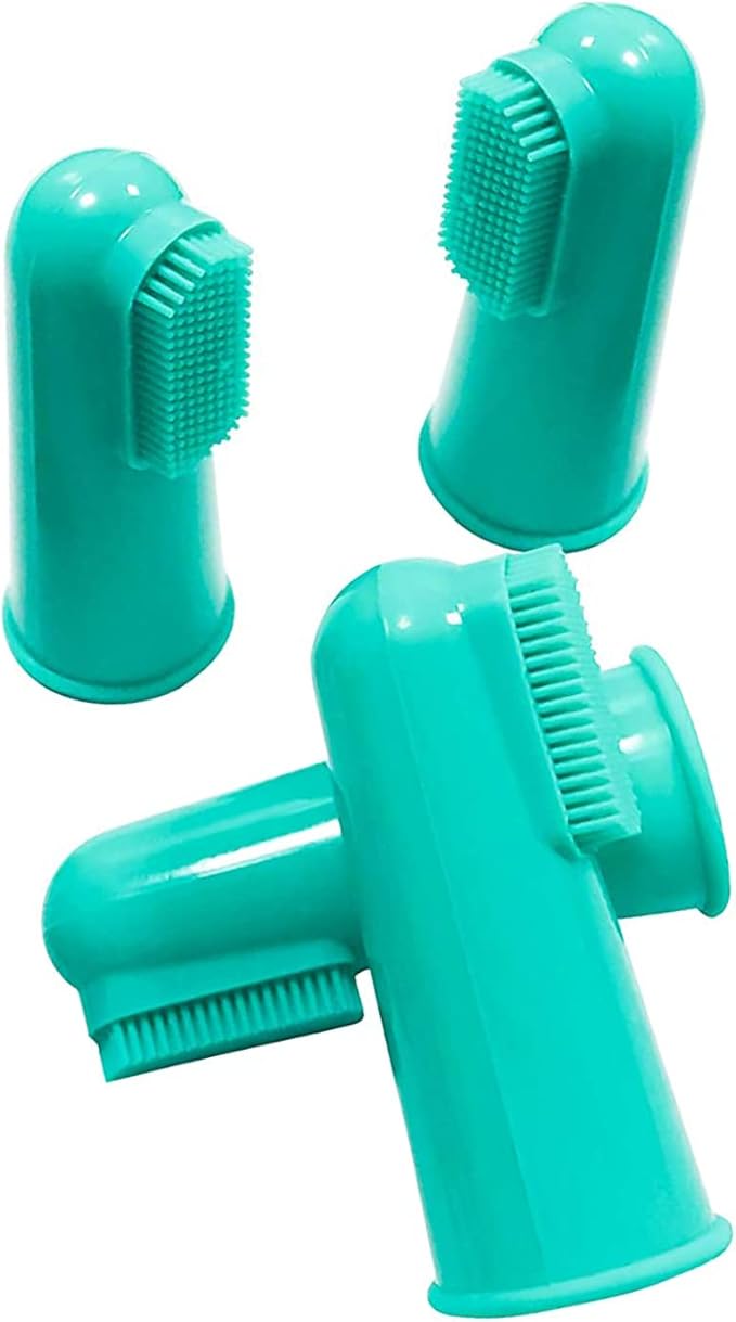H&amp;H Pets Dog Finger Toothbrushes - Professional Pet Finger Dental Brush Set for Dogs Puppies Cats, Soft Bristles, Size Small 4 Count-Silicon