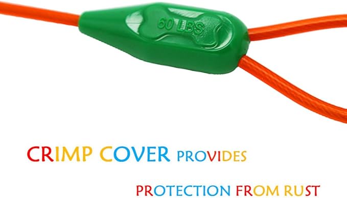 Petest 15ft Tie-Out Cable with Crimp Cover for Medium Dogs Up to 60 Pounds DarkGreen &amp; Orange