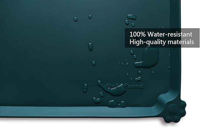 Hoki Found L Silicone Non Slip Pet Food Mats - Tray for Dogs &amp; Cats - Waterproof Dog &amp; Cat Bowl Mats - Suitable for Carpet - Dark Cedar
