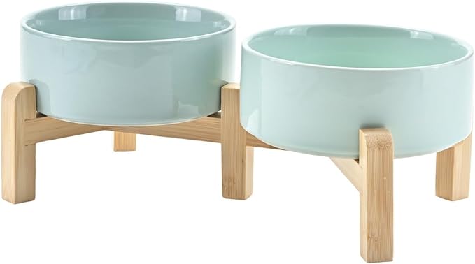 SPUNKYJUNKY Elevated Dog Bowls Ceramic, 5.1&