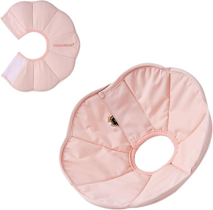 Touchdog Foldable Dog Cone Collar for Cats &amp; Dogs - Adjustable Soft Recovery Collar with Waterproof PU Coating, Lightweight Design, 24.5cm/9.6in Wide Barrier (Pink, S)