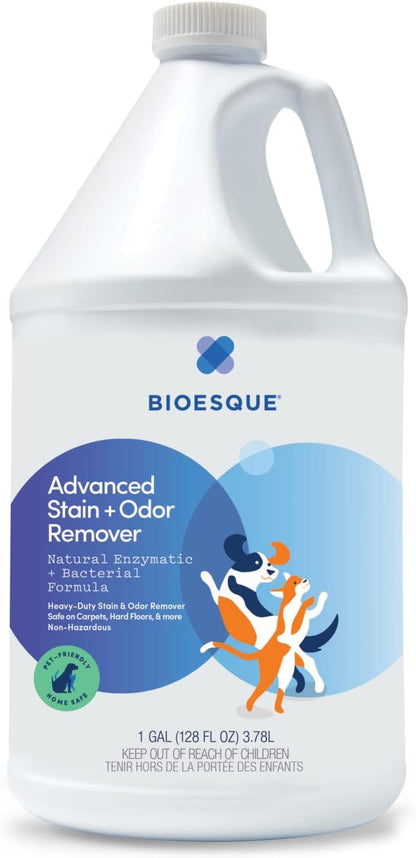 Bioesque Advanced Stain + Odor Remover, Pet-Friendly Natural Enzymatic &amp; Bacterial Formula, Heavy-Duty Stain &amp; Odor Remover, Safe on Carpets, Hard Floors, &amp; More, 1 Gallon (Pack of 1)