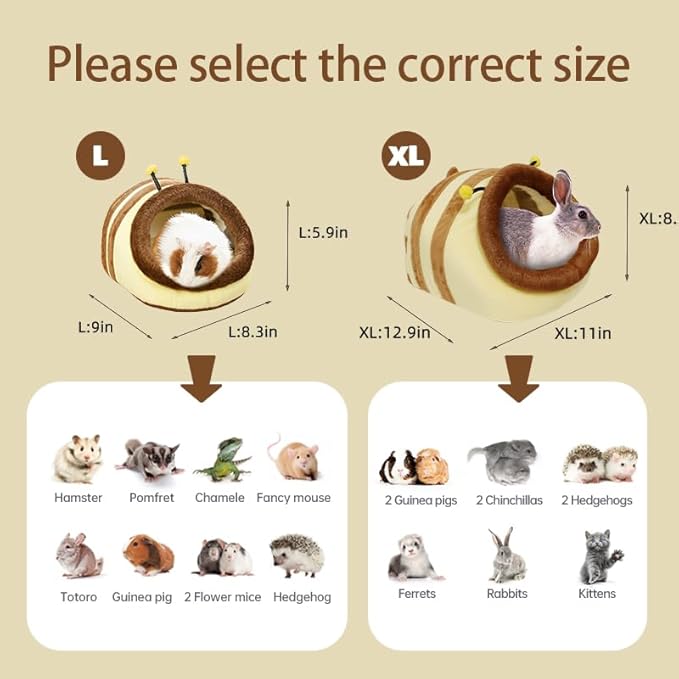 Guinea Pig Bed House &amp; Hideout for Rat Bearded Dragon Hedgehog Ferret to Sleep and Hide, Guinea Pig Cage Accessories Habitat Décor (X-Large, 5.Wasp)