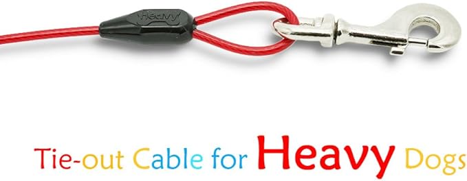 Petest 30ft Tie-Out Cable with Crimp Cover for Heavy Dogs Up to 125 Pounds Black &amp; Red