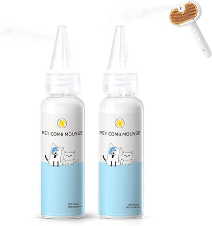 Pet Steam Brush Spray Refill for Dogs &amp; Cats – Pets Waterless Shampoo, 3-in-1 Grooming Spray Comb Mist, 2*Shampoo(Steam Brush not Included)