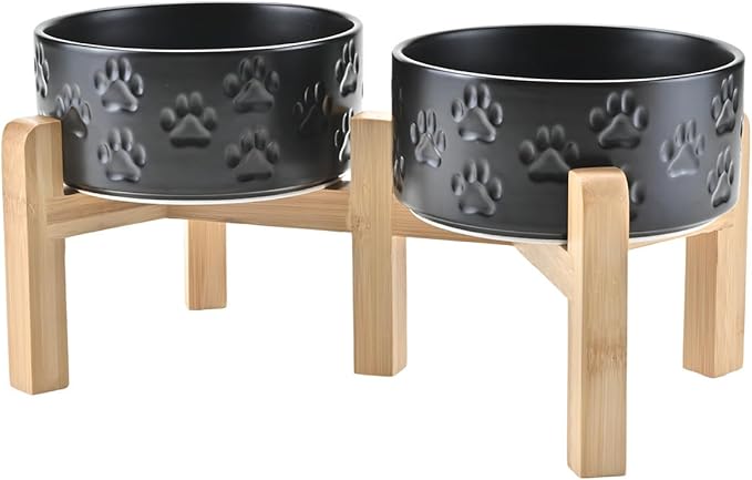 SPUNKYJUNKY Elevated Dog Bowls Ceramic, 6.1&