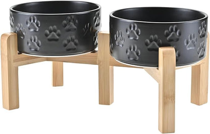 SPUNKYJUNKY Elevated Dog Bowls Ceramic, 6.1&