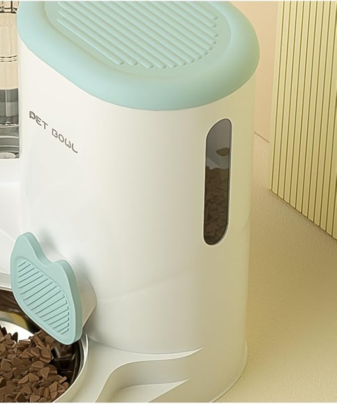 Automatic Cat Feeder &amp; Water Dispenser - Dual Container for Dry/Wet Food, Two-in-One Upgraded Gravity Feeder and Water Dispenser Combo Set for Cats and Dogs.(Yellow)