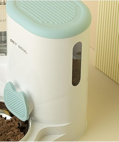 Automatic Cat Feeder &amp; Water Dispenser - Dual Container for Dry/Wet Food, Two-in-One Upgraded Gravity Feeder and Water Dispenser Combo Set for Cats and Dogs.(Green)