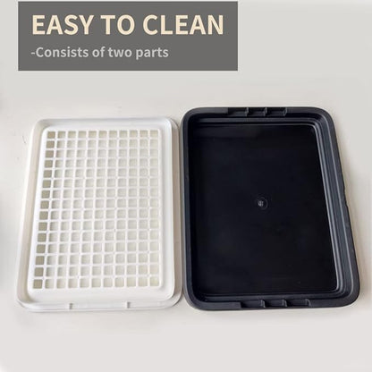 Guinea Pig Litter Tray Pan with Grate for Cage - Small Animal Potty Trainer - Rattie, Chinchilla, and Pet Litter Box - Easy-Clean, Space-Saving Design - 9.8x7.6x1.18 in