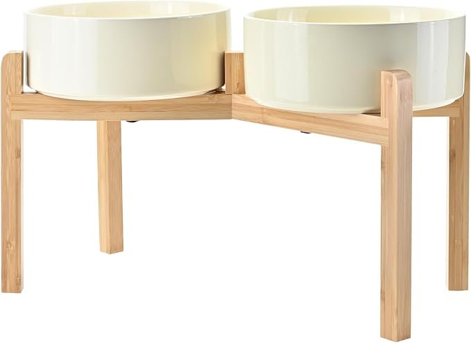 SPUNKYJUNKY Elevated Dog Bowls Ceramic, 8.3&