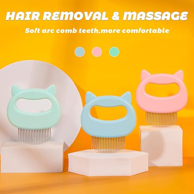 Cat Comb Pet Cat Short &amp; Long Hair Removal Massaging Shell Comb Soft Deshedding Brush Grooming and Shedding Matted Fur Remover Massage Dematting Tool for Dog Puppy Rabbit Bunny (3 Piece)