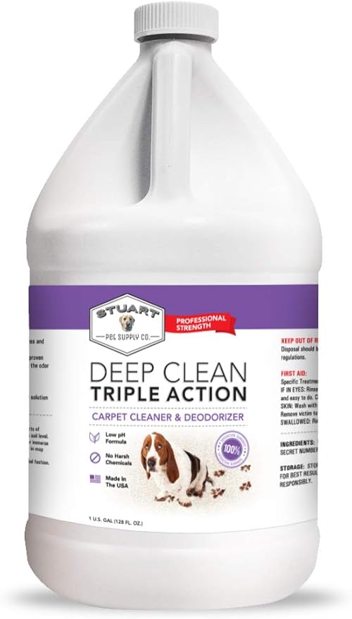 Professional Strength Deep Clean (Gal.) 3X Carpet Cleaner Solution &amp; Deodorizer, Concentrated Encapsulating Carpet Shampoo, Pet Odor &amp; Dirty Carpet Cleaning Solution 128 fl oz.