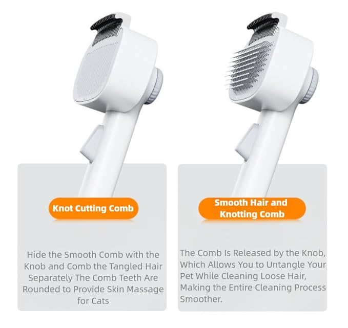 Adjustable Comb for Cats &amp; Dogs: 2-in-1 Deshedding Brush with Hair Removal Board, Dematting Tool for Long/Short Hair - Undercoat Rake &amp; Smooth Grooming Comb
