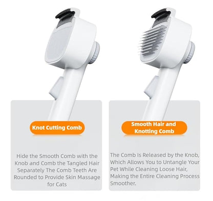 Adjustable Comb for Cats &amp; Dogs: 2-in-1 Deshedding Brush with Hair Removal Board, Dematting Tool for Long/Short Hair - Undercoat Rake &amp; Smooth Grooming Comb