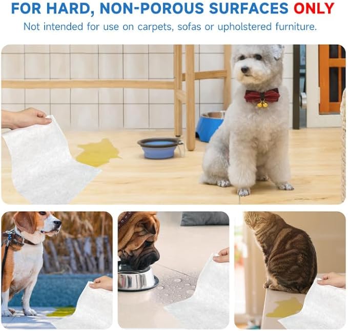 L&amp;W BROS. Easy Clean Pet Quick Absorbent Sheets – Innovative Solution for Mess-Free Cleanup Not Traditional Pee Pads, 12"x10" for Urine and Pet Stain &amp; Odor Remover (80 PCS)