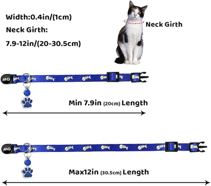 Personalized Breakaway Cat Collars Glow-in-The-Dark with ID Tag, Bell - Safety Quick - Release, Customizable for Female Male Kittens &amp; Cats (Navy)