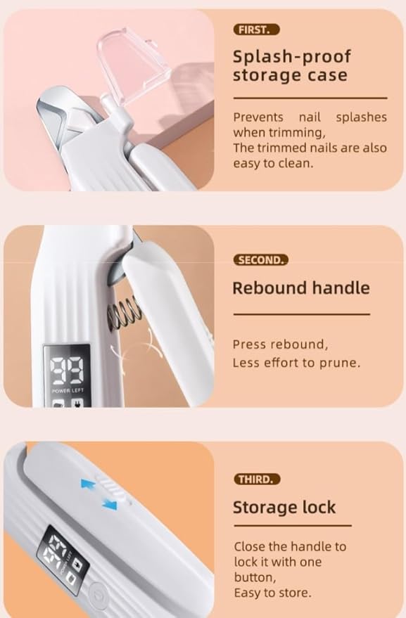 2-in-1 Dog Nail Trimmers &amp; Dog Nail Grinder with 2 LED Lights, USB Rechargeable, Cat Nail Clipper with Splash Guard, and Multiple Grinding Methods for Small, Medium, and Large Dogs &amp; Cats