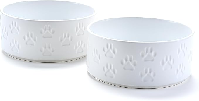SPUNKYJUNKY Ceramic Dog and Cat Bowls 2 Pack, 6.1&