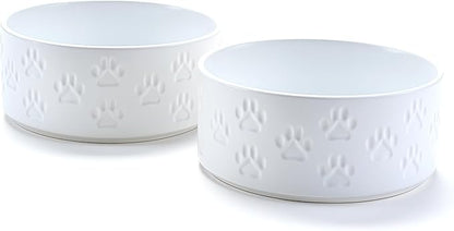 SPUNKYJUNKY Ceramic Dog and Cat Bowls 2 Pack, 6.1&