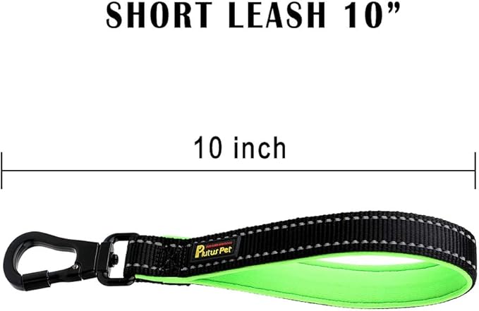 PLUTUS PET 10 Inch Short Dog Leash for Large Dogs with Locking Carabiner Clip &amp; Padded Handle（10”, Black）