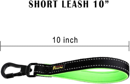PLUTUS PET 10 Inch Short Dog Leash for Large Dogs with Locking Carabiner Clip &amp; Padded Handle（10”, Black）