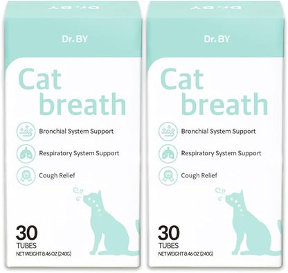 Dr.by Cat Breath Bronchial Supplements Cat Sneezing Treatment Asthma Cold Cough Nose Relief Respiratory&amp;Immune Support with TF-343-30 lickable Formula Individually Packaged, Chicken (2 Packs (17OZ))