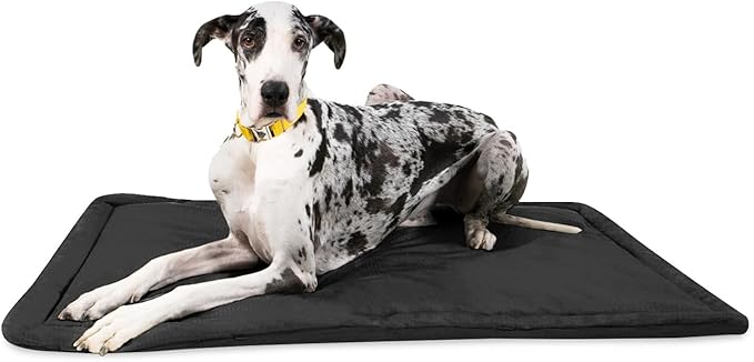 K9 Ballistics Tough Ripstop Dog Crate Pad - Durable &amp; Machine Washable with Non-Skid Bottom and 120-Day Warranty, Fits 54" Wire Crates - XX-Large, Obsidian Black