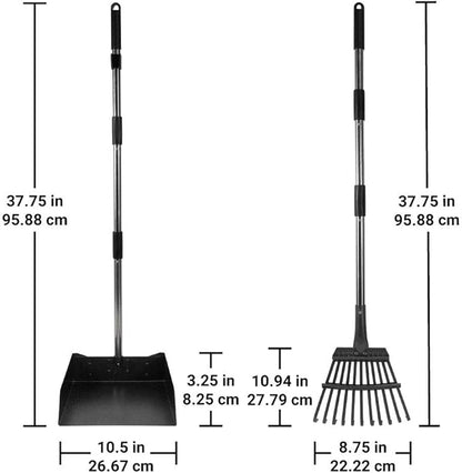 Bodhi Dog Pooper Scooper for Large Dogs - Heavy Duty Metal Poop Scoop w/Long Handle Tray &amp; Rake - Dog Poop Scooper for Yard, Grass, Street, Gravel &amp; Outdoor Areas - Pet Waste Cleanup Tool