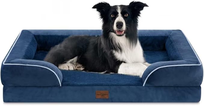 Comfort Expression Large Dog Beds, Waterproof Dog Beds Orthopedic Foam, Dogs Sofa Comfy Pet Beds with Washable Removable Cover &amp; Non-Slip Bottom(Large,Navy Blue)
