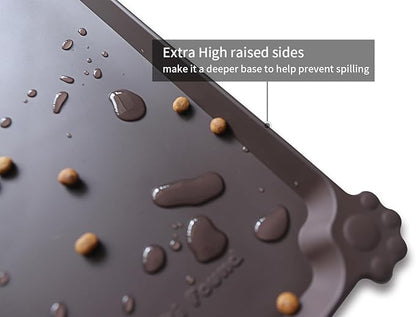 Hoki Found X-Large Silicone Non-Slip Pet Feeding Mats - Waterproof, Ideal for Dogs, Cats &amp; Carpets - Dark Oak