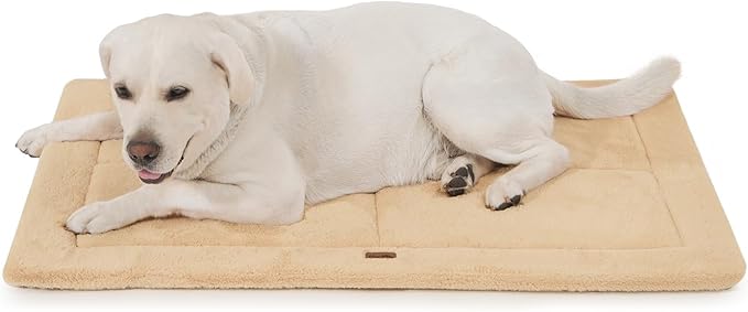 Made4Pets Dog Crate Pad Bed for Extra Large Dogs, Washable &amp; Reversible, Anti-Slip Kennel Mat for Cozy Sleeping, Soft Fluffy Dog Bed for Indoor &amp; Outdoor Use, 48"x30", Khaki